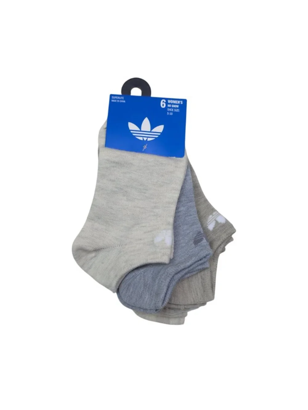 Adidas Womens 6-Pack No Show Socks Superlite Shoe Size 5-10 Moisture-Wicking